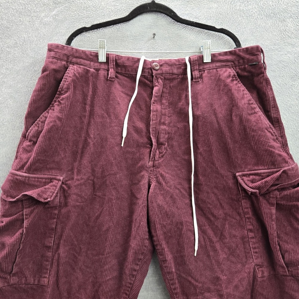 Vans Men Pants 38 Red Cargo Corduroy Flower Grunge Baggy Skater Y2K - Picture 6 of 13